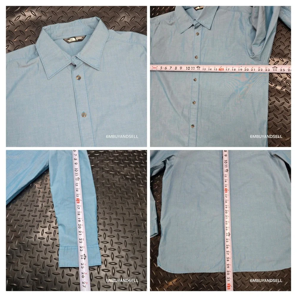 The North Face Mens Blue Long Sleeve Button Down‎ Shirt NF0A3KEZ Large